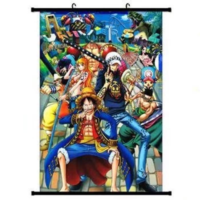 Poster en toile étanche Anime One Piece Luffy Law Nami Chopper 60x90 cm
