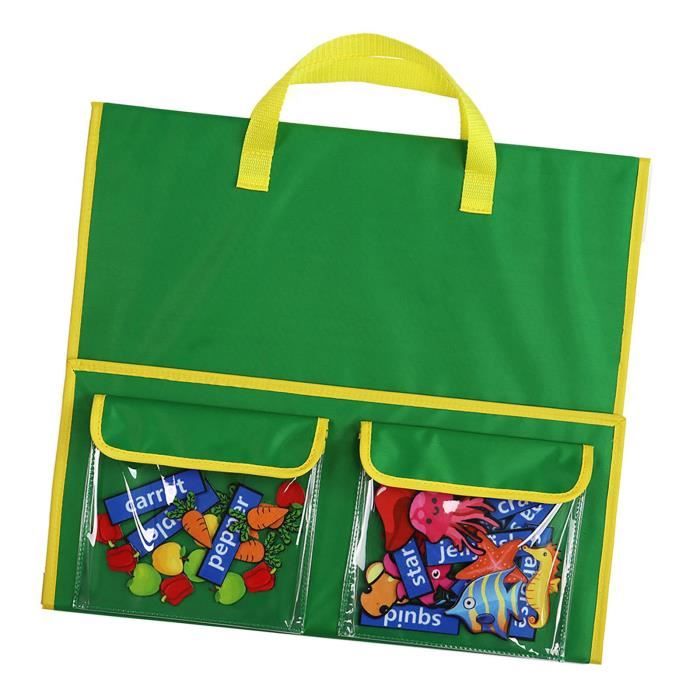 Planche en feutre pliable, planche en flanelle de feutre, éducative, autonome, double face, portable, livre silencieux pour l'apprentissage précoce (bleu vert) - Jouets de pêche, tentes de jouets