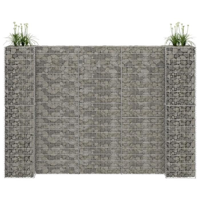 vidaXL Jardinière à Gabion en H Panier de Gabion Parterre Surélevé de Fleurs Plantes Jardin Terrasse Extérieur Fil d'Acier 145665
