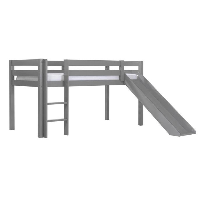 Lit Enfant Surélevé Avec Toboggan Pino 90x200cm Gris
