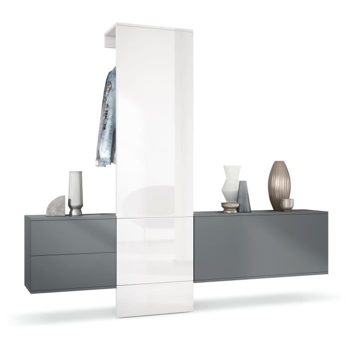Vestiaire Garderobe Carlton Set 1 - VLADON - Anthracite mat - Blanc haute brillance - 208x193x35cm Vestiaire Garderobe Carlton Set 1 - VLADON - Anthracite mat - Blanc haute brillance - 208x193x35cm