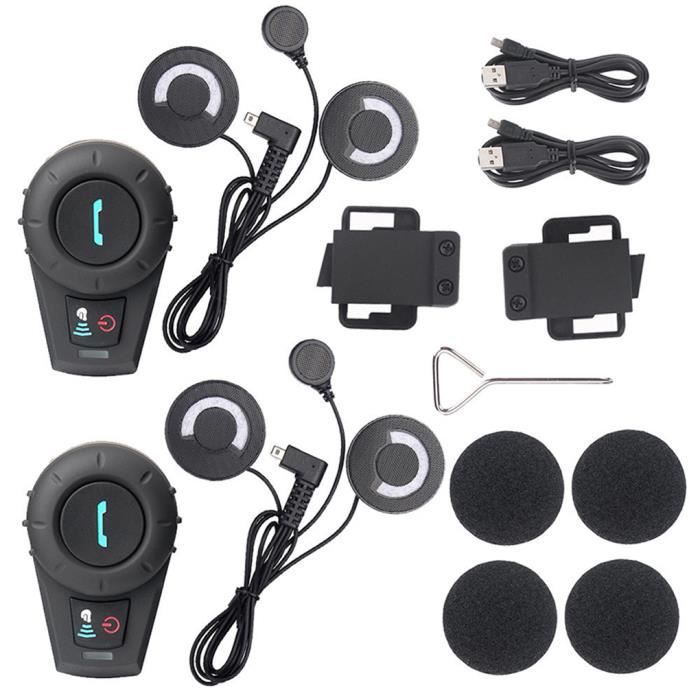 Intercom Moto Bluetooth OBEST - Portée 500m - Audio HD, FM, Batterie 1000mAh - Étanche IP65