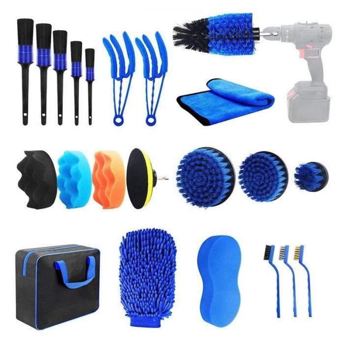 Kit d'outils de nettoyage de voiture 22pcs, kit d'entretien de détail de  voiture - Cdiscount Auto