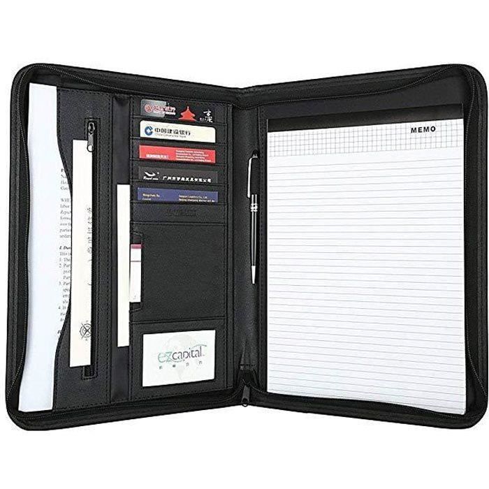 Porte-documents En Cuir PU Vintage - Bloc-note Portfolio Avec Organiseur - Format 35,5x27 Cm - Cadeau Professionnel Homme