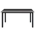 vidaXL Table de jardin Noir 150 x 90 x 74 cm Aluminium et verre-1