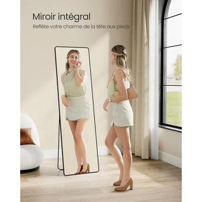 Miroir Intégral, 160 X 50 Cm, Miroir Rectangulaire, Cadre En Alliage D' Aluminium, Verre Trempé, Pour Chambre, Dressing, Doré Clair - Maison
