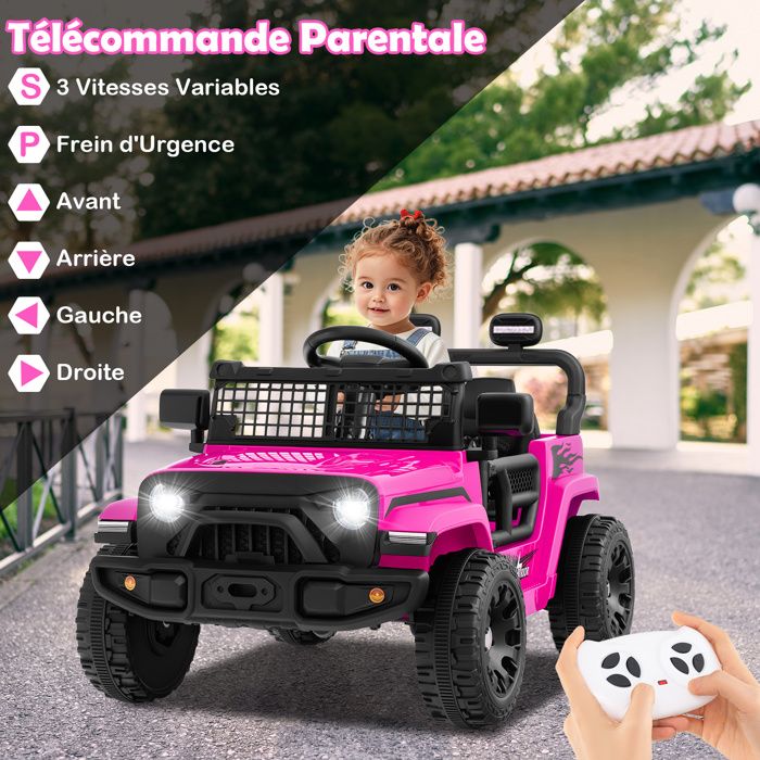 QIANWANLIANG Quad Électrique Enfant 12V, Voiture Électrique pour Enfants avec LED Et Musique, Klaxon pour 3+ Ans 83x 53x 56cm Rouge