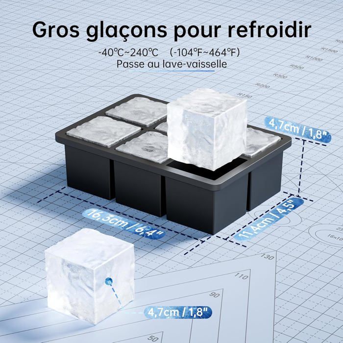 Lot De 2 Grands Moules à Glaçons Ronds Géants De 5,5 Cm Avec Couvercle