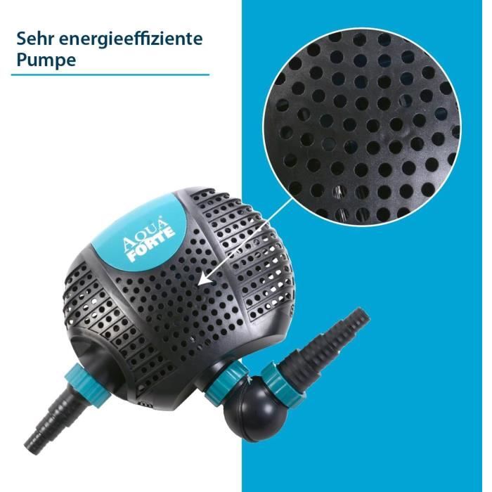 Pompe De Bassin Aquaforte O-10000 Plus 85W - Débit 10m³/h Hauteur 5m | Pour Cascade, Filtration Et Jet D'Eau