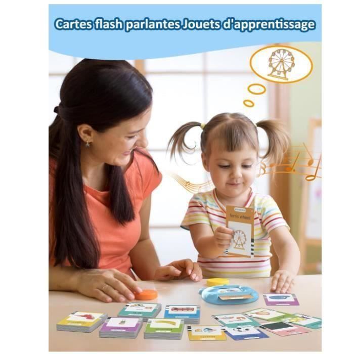 Machine éducative 224 Mots Allemands – 112 Cartes Flash Audio – Rechargeable – Pour 1-6 Ans (bleu)