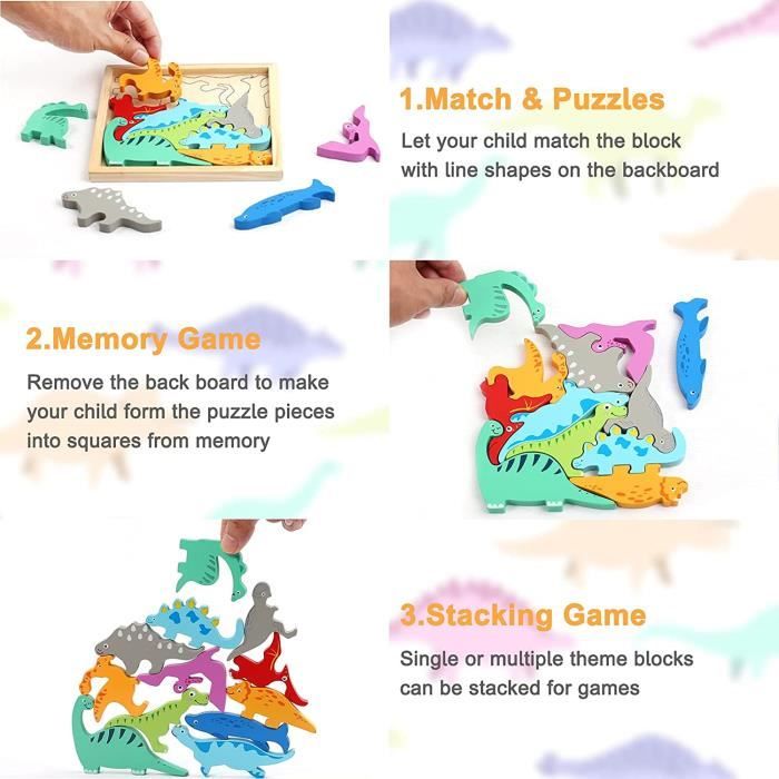 Puzzle en Bois - Dinosaures - Jouet éducatif - 22 pièces - 1 à 5 ans ...