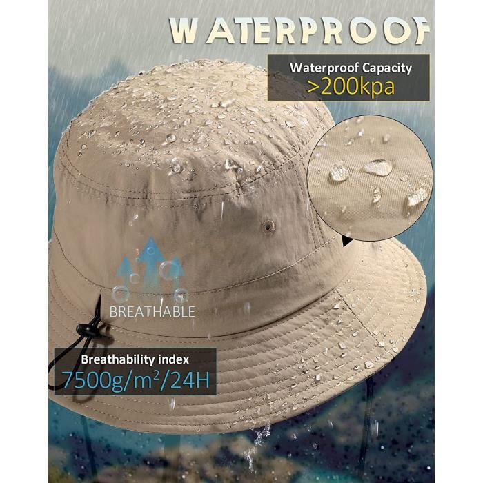 Waterproof Bucket Hat for Women Men Rain Hat UPF 50+ Wide Brim