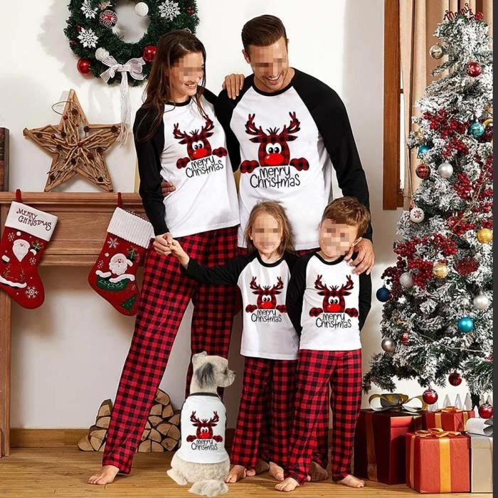 Pyjamas de Noël Ensemble de pyjama familles de Noël Style de vêtements  parent-enfant 2