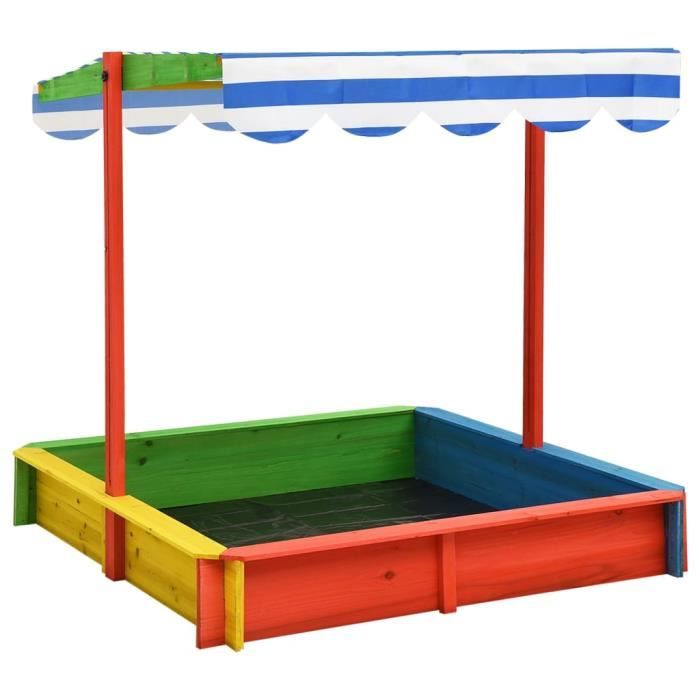 Spielwerk Bac à sable en bois d'épicéa SAMI 120x120cm toit réglable de  protection UV jeu pour enfants extérieur jardin - Cdiscount Jeux - Jouets