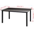vidaXL Table de jardin Noir 150 x 90 x 74 cm Aluminium et verre-2