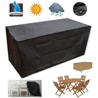 Housse De Protection Salon De Jardin 105x65x70 Cm - Tissu Oxford 420D Imperméable, Cordon De Serrage, Noir