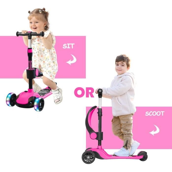 Trottinette Tricycle 3 En 1 Ricokids Pour Enfant – Avec Siège Réglable – Poids Max 30 Kg – Rose – Éveil à L'équilibre - 9