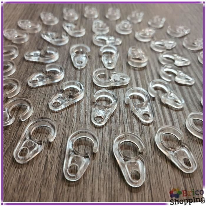H&S Lot De 50 Crochets Coulissants En Plastique Blanc Pour Rail De Rideau – Crochets De Rideaux En Plastique – Clips De Rideaux Avec Crochets – Glissières De Rideaux – Crochets De