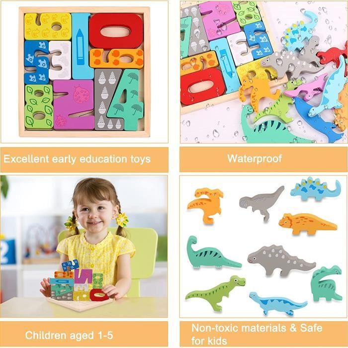 Puzzle en Bois - Dinosaures - Jouet éducatif - 22 pièces - 1 à 5 ans ...