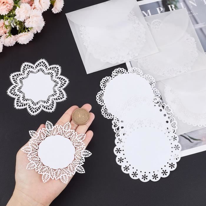 100pcs Napperons En Papier Rond Blanc Pads Papier Gateaux Dentelle Creux Dessous De Verres