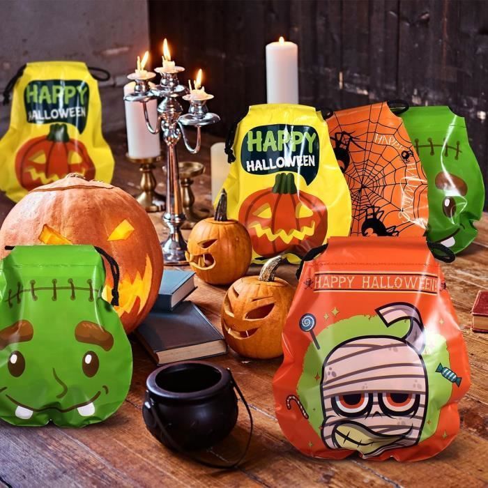 XIMEY Sac Cadeau Halloween, Sachet Biscuit Et Bonbon, 50 Sacs