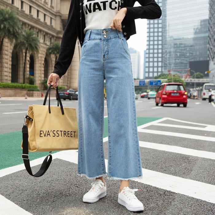 Jean Vintage taille haute pour femme Streetwear Y2k NO.1 Light Blue B Blanc Cdiscount Pret a Porter
