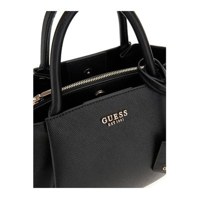 Sac à Main GUESS Amorette Girlfriend Satchel - Noir Polyuréthane, Bandoulière Réglable, Design élégant