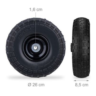 Roues De Diable Rainmae 260mm - Caoutchouc Plein Anti-Crevaison - 150kg