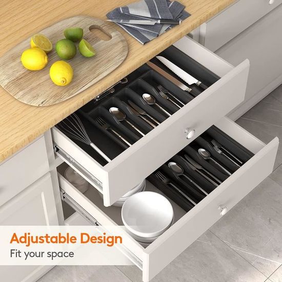 Range couvert tiroir range couverts pour tiroir rangement couvert  organisateur tiroir cuisine couverts et plateau d'ustensile[A268] -  Cdiscount Maison