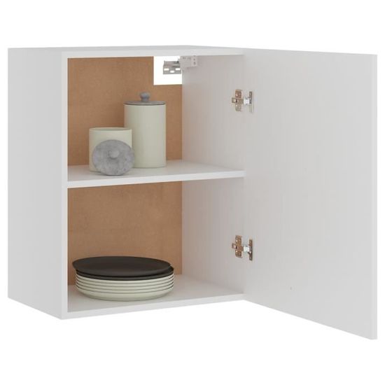 Best Armoire Suspendue Commode Meuble Haut De Cuisine Caisson Blanc 50x31x60 Cm Aggloméré 40521 C Maison Best Armoire Suspendue Commode, Locking Wall Cabinet Wood