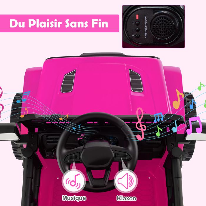 COSTWAY 12V Voiture Électrique Enfant 4x4 avec Télécommande & Klaxon & Musique, Buggy Électrique Enfant avec Lumières LED & Volant & Pédale,3-5 km/h