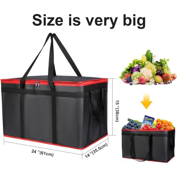 Sac Isotherme De Livraison De Nourriture Xxxl Noir Et Rouge