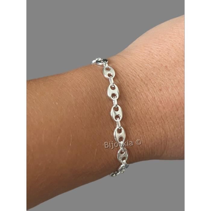 Bracelet Chaîne Forçat En Argent 925 Avec Grain De Café - Poinçonné, Neuf Avec étiquettes
