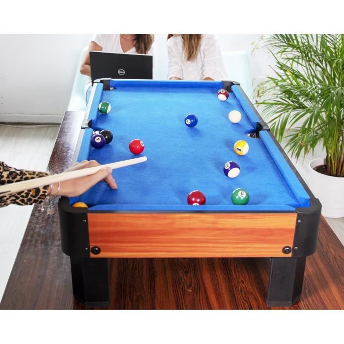 Billard de table compact avec accessoires - Kit Billard de bureau ou salle  de jeu, Marron et Tapis Bleu - Cdiscount Jeux - Jouets