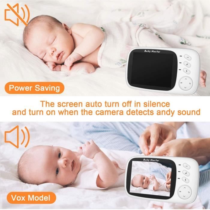 Moniteur Bébé 2NLF - Écran LCD 3,2" - Vision Nuit Infrarouge - VOX Auto - Communication Bidirectionnelle - Capteur Température
