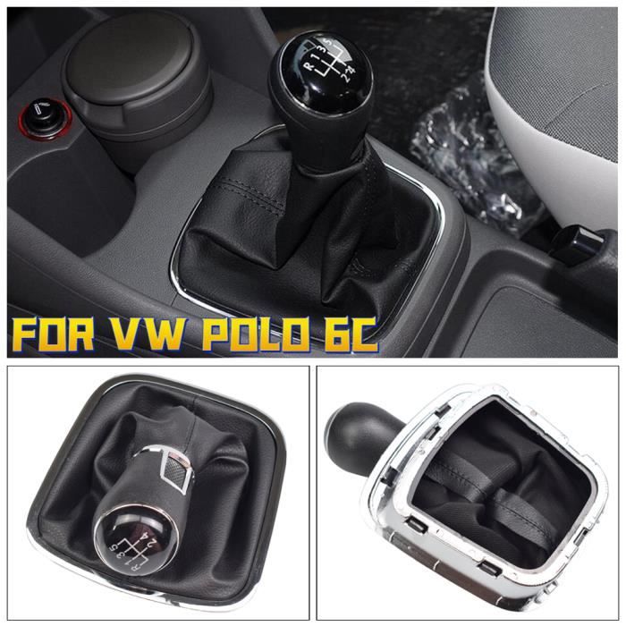 Pommeau De Levier De Vitesse 6 Vitesses Pour Transporter T6 (2015-2021) - Cuir Noir Et Chrome, Référence 7E0711113