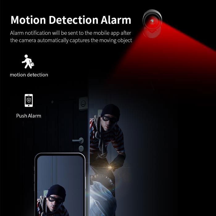 Mini Caméra Espion WiFi – Magnétique, Sans Fil – Détection Mouvement IA – Vision Nocturne HD – Stockage Cloud Gratuit Ou Carte SD – Intérieur/extérieur