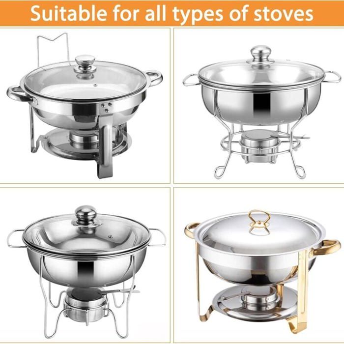 Lot De 2 Brûleurs à Fondue En Acier Inoxydable - Avec Couvercle - Pour Chauffage Au Gel Ou Alcool