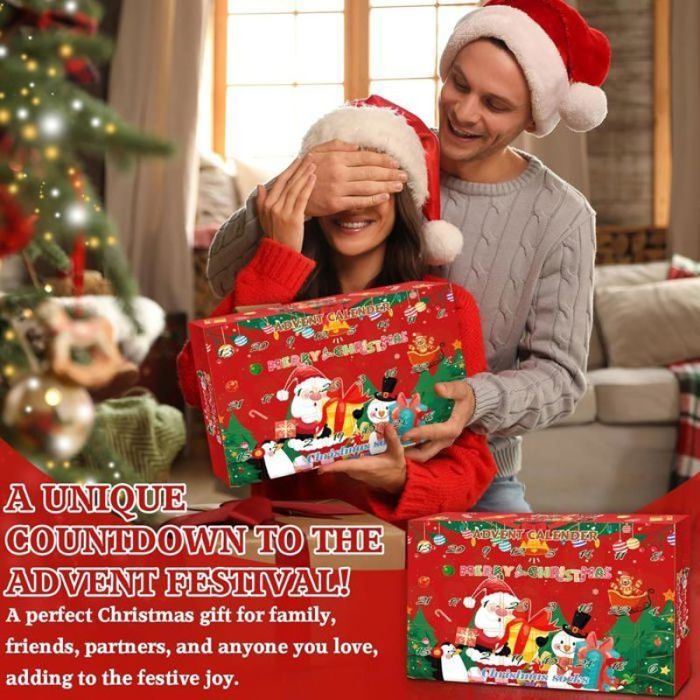 Soxo Calendrier De L'Avent Noël Chaussettes Homme 12 Paires - Sac Cadeau Chaussettes Festives Coton