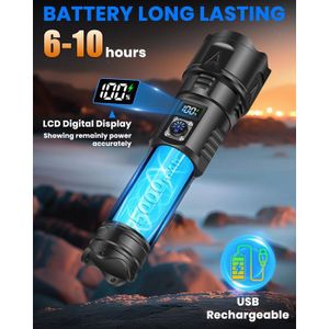 JAY-PARK Ultra Powerful LED Torch 500000 Lumens, Rechargeable