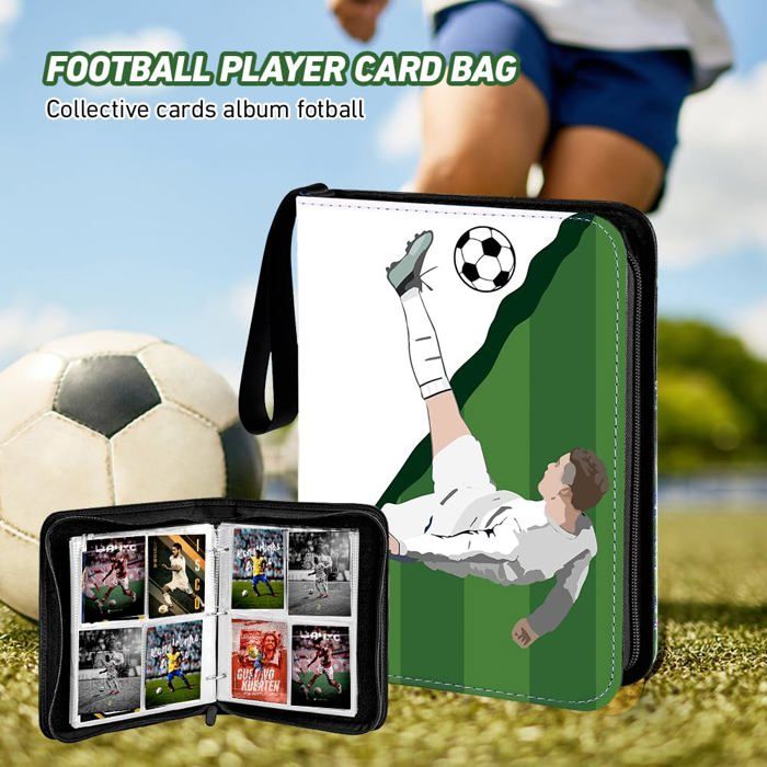 Football de Classeur de Cartes, 50 Pages Capacité 400 Cartes de Football, Classeur pour Cartes à Collectionner avec Fermeture éclair et Poigné