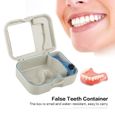 ARAMOX Boîte à prothèse 1pc boîte de rangement pour fausses dents prothèse avec miroir et brosse propre appareil dentaire-0