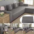 ALA Housse de canapé de protection 3 + 2 places en L d'angle en polyester pour meubles de maison - Gris-0