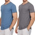 Lot de 2 T-Shirt Homme,Coton Col Arrondi Tee Shirt Hommes Manches Courtes T Shirt De Marque Luxe Couleur unie -0
