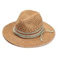 Femmes écumoire à la mode nouveautés large bord chapeau de paille jardinage été retrousser Fedora Beach de soleil  CHAPEAU - BOB-0