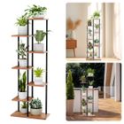 MULISOFT Étagère Porte-plante Multifonction à 7 Niveaux - Escalier Décoratif pour Fleurs - 47x24x126 cm - Couleur Noyer