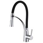 FUZMONOERE Robinet de Cuisine Mitigeur avec Douchette Extractible en Silicone Noir Pivotant 360° Mitigeur Evier Chromé