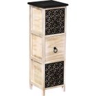 Meuble Mdf/paulownia Pm 3 Tiroirs Avec Poignees Metal Ronde Noir - Naturel Grave Noir - TENDANCE