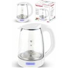 TECHWOOD Bouilloire électrique - Théière électrique Blanche en VERRE 2200W 1,7L ELEMENT INOX Fontaine à Eau chaude.