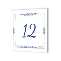 Numéro de maison extérieur personnalisable en Dibond Blanc Picto Bleu · Numéro de rue modèle cadre ethnique  - couleur  - DECOHO